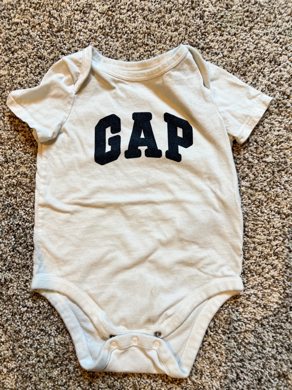 GAP White One-Piece Bodysuit with Navy Logo